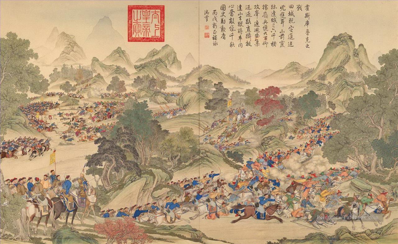 Lang brillant guerre ancienne Chine encre Giuseppe Castiglione Peintures à l'huile